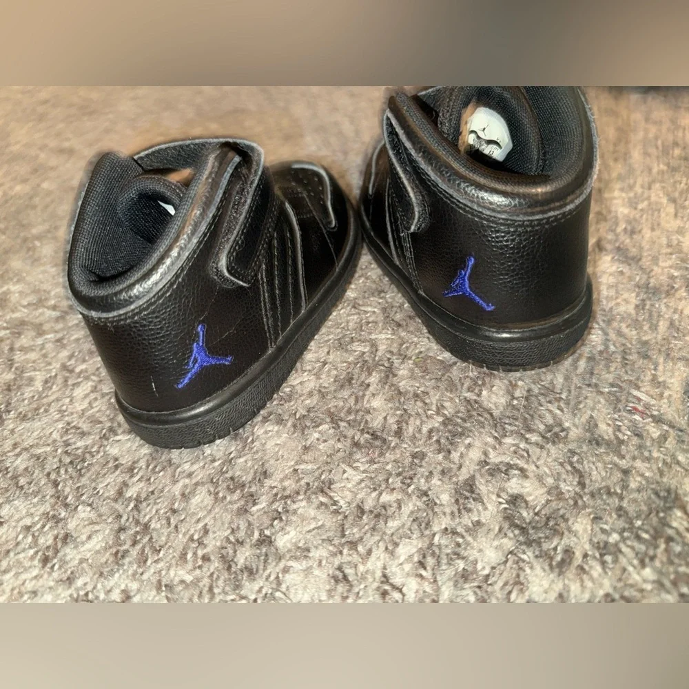 2016 Toddler Baby Jordan 1 Flight 4 Sneakers Sz 7C Black & Blue